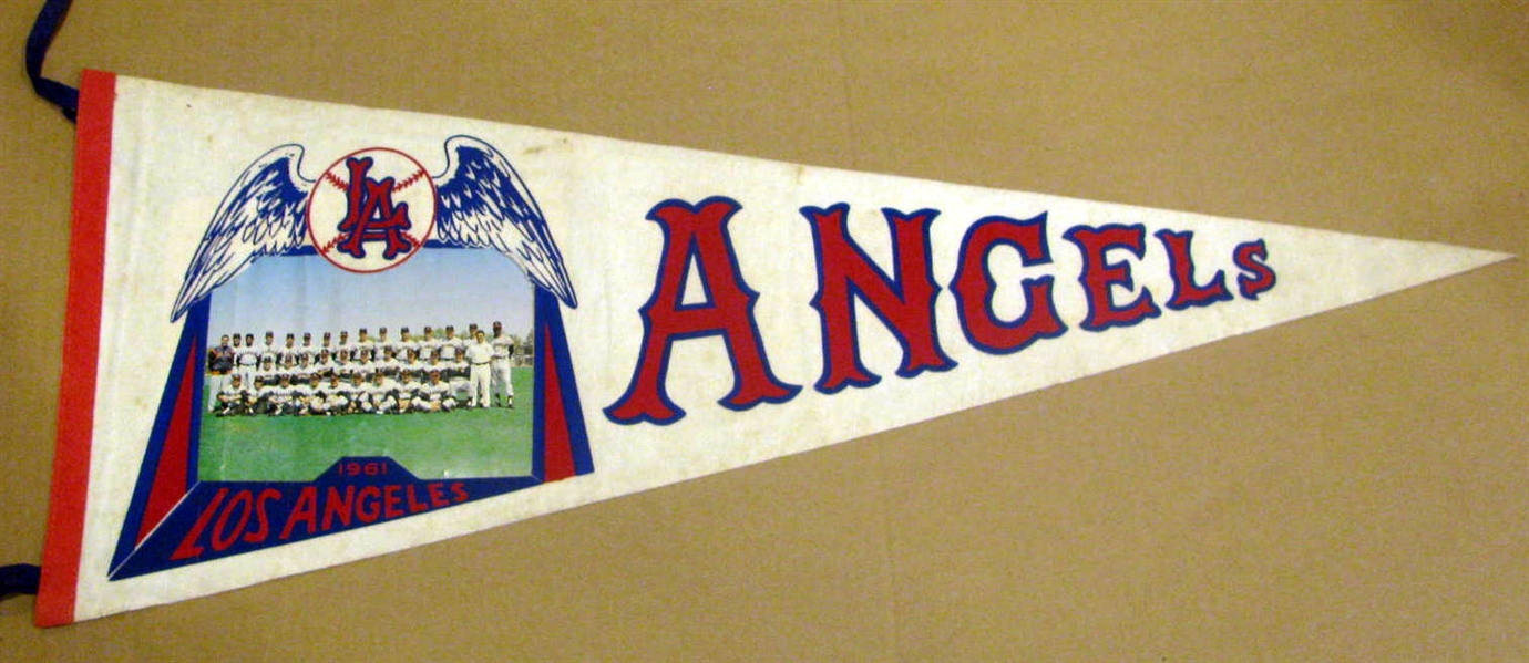 1961 LOS ANGELES ANGELS PHOTO PENNANT - 1st YEAR OF FRANCHISE