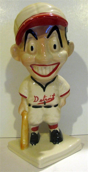 40's/50's DETROIT TIGERS STANFORD POTTERY MASCOT BANK - RARE MAN FACE VARIATION