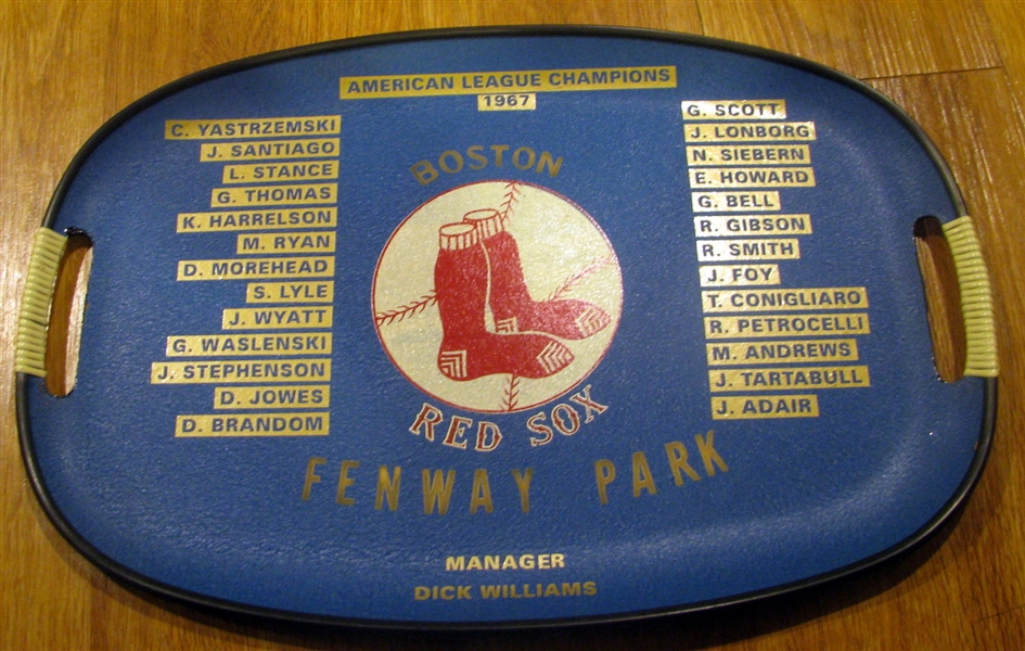 1967 BOSTON RED SOX AMERICAN LEAGUE CHAMPIONS SERVING TRAY w/PLAERS NAMES