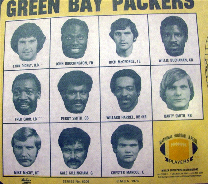 1976 GREEN BAY PACKERS PLACE MAT w/PLAYER PICTURES