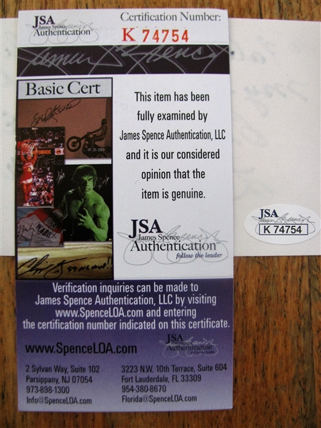 CLAYTON MOORE LONE RANGER SIGNED 3X5 CARD w/JSA COA