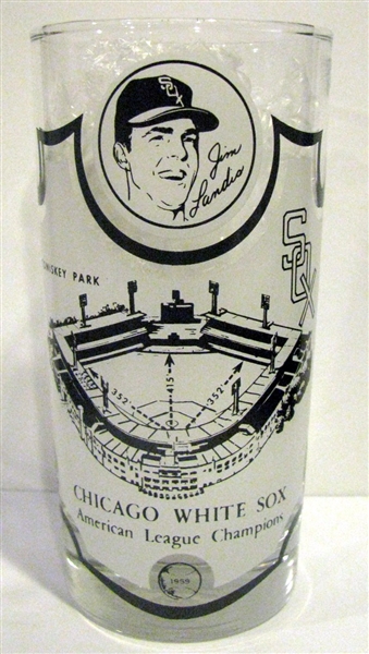 1959 CHICAGO WHITE SOX AMERICAN LEAGUE CHAMPIONS PLAYER GLASS- JIM LANDIS