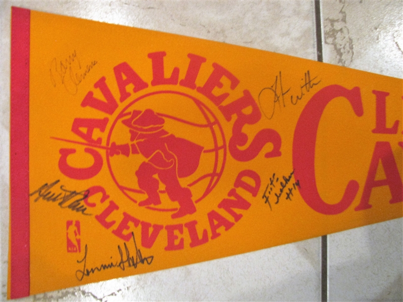 CLEVELAND CAVALIERS GREATS SIGNED BASKETBALL PENNANT w/CAS COA