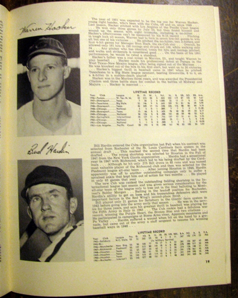 1952 CHICAGO CUBS YEAR BOOK