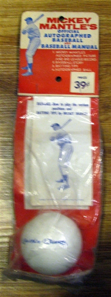 1962 MICKEY MANTLE'S OFFICIAL AUTOGRAPHED BASEBALL & MANUAL SEALED ON CARD