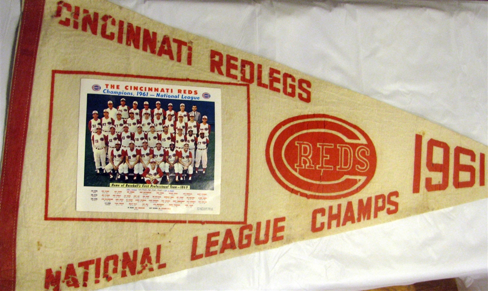 1961 CINCINNATI REDS NATIONAL LEAGUE CHAMPIONS OVER-SIZED PENNANT