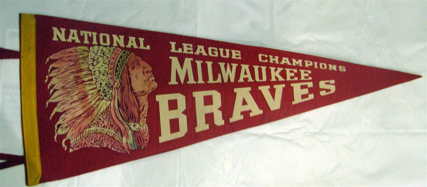 50's MILWAUKEE BRAVES NATIONAL LEAGUE CHAMPIONS PENNANT