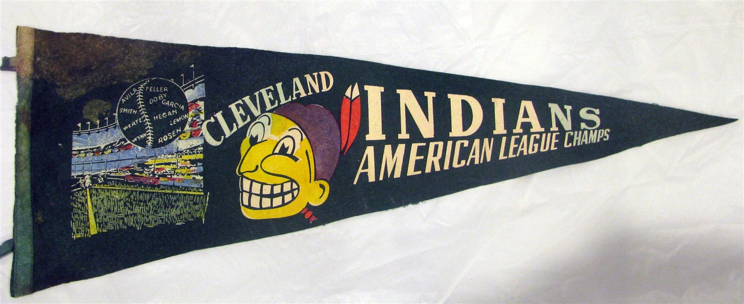 1954 CLEVELAND INDIANS AMERICAN LEAGUE CHAMPS PENNANT