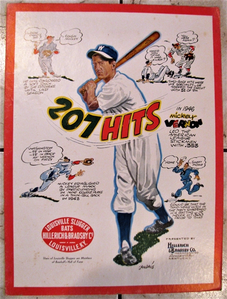 1947 HILLERICH & BRADSBY MICKEY VERNON EASEL BACK POSTER