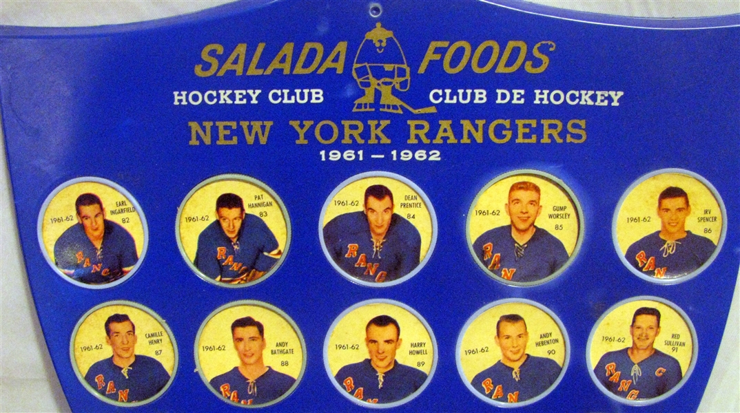 1961-62 NEW YORK RANGERS SALADA COIN SET w/SHIELD