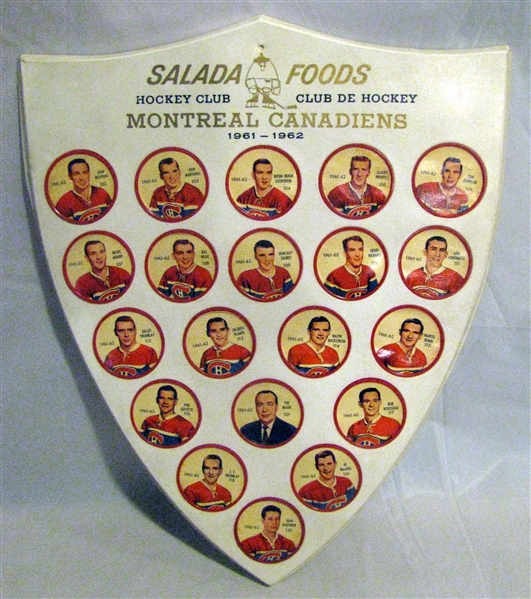 1961-62 MONTREAL CANADIENS SALADA COIN SET w/SHIELD