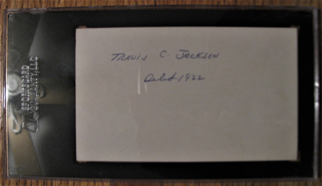TRAVIS JACKSON SIGNED 3x5 INDEX CARD - SGC SLABBED & AUTHENTICATED