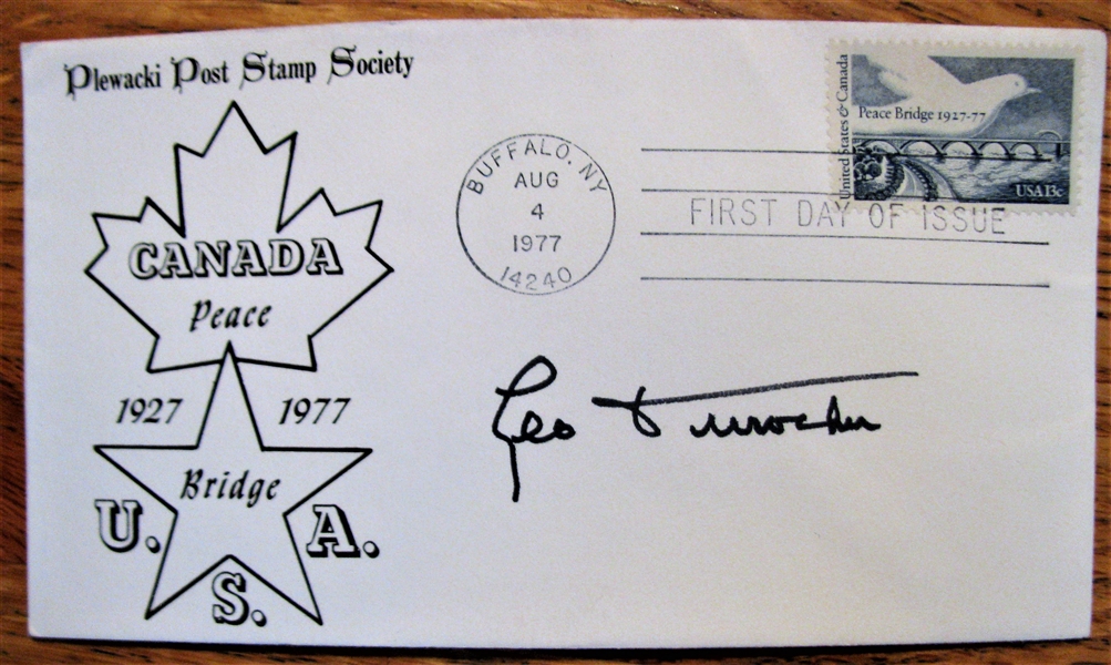 LEO DUROCHER SIGNED FIRST DAY COVER w/CAS COA