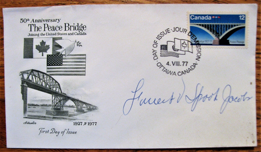 FORREST SPOOK JACOBS SIGNED FIRST DAY COVER w/CAS COA