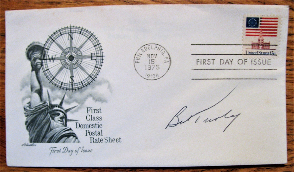 BOB TURLEY SIGNED FIRST DAY COVER w/CAS COA