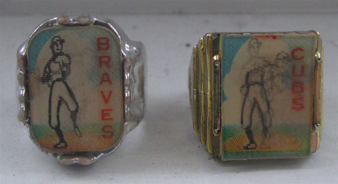 VINTAGE MILWAUKEE BRAVES & CHICAGO CUBS FLICKER RINGS