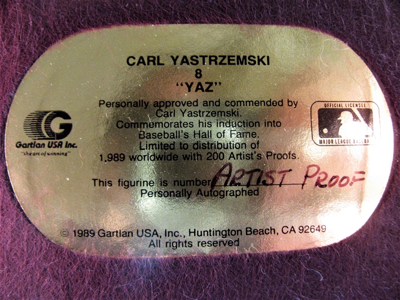 1989 ARTIST PROOF CARL YASTRZEMSKI GARTLAND STATUE w/BOX