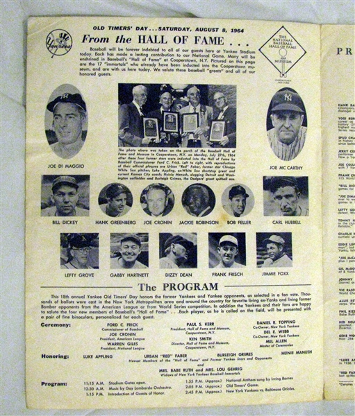 1964 & 1965 NEW YORK YANKEES OLD TIMER'S DAY PROGRAMS