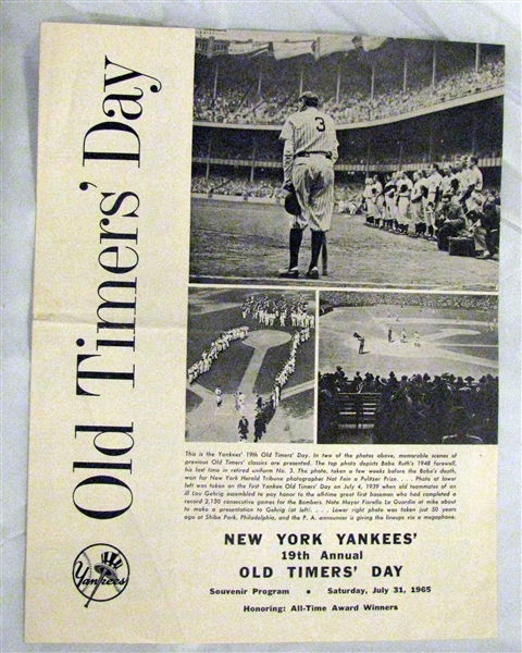 1964 & 1965 NEW YORK YANKEES OLD TIMER'S DAY PROGRAMS