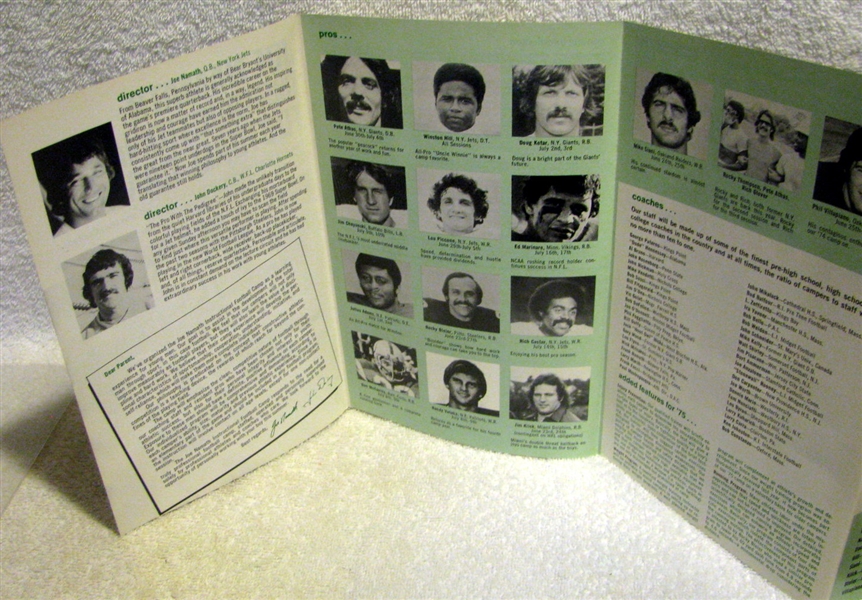 1975 JOE NAMATH FOOTBALL CAMP BOOKLET