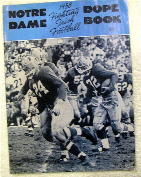 1958 NOTRE DAME FOOTBALL DOPE BOOK