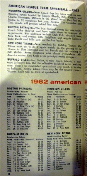 1962 NATIONAL FOOTBALL SCHEDULE BOOKLET