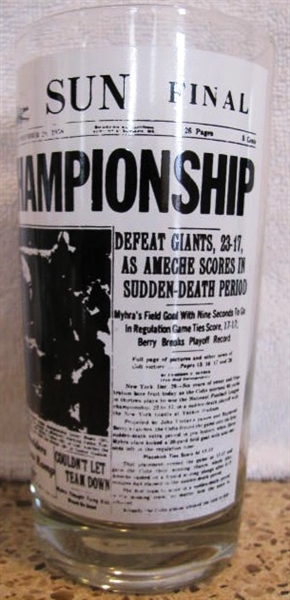 1958 BALTIMORE COLTS WIN CHAMPIONSHIP GLASS