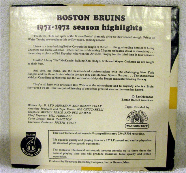 1971-72 BOSTON BRUINS RECORD