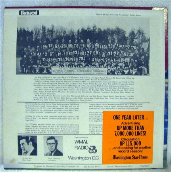 1973 WASHINGTON REDSKINS RECORD ALBUM