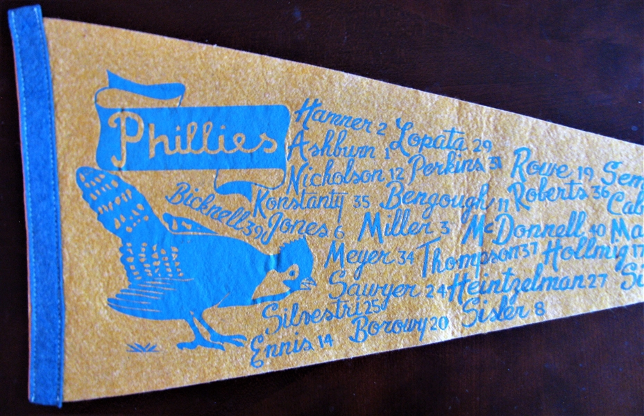 1940's PHILADELPHIA PHILLIES / BLUE JAYS TEAM NAME FULL SIZE PENNANT