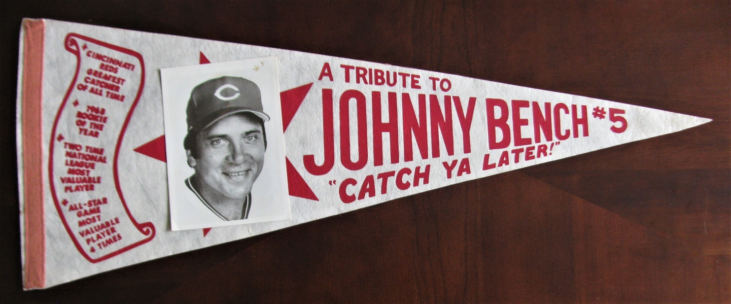 80's JOHNNY BENCH PICTURE PENNANT
