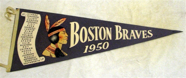 1950 BOSTON BRAVES SCROLL PENNANT