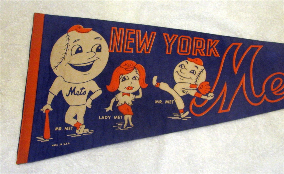 60's NEW YORK METS PENNANT w/MR. & LADY MET