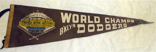 1955 BROOKLYN DODGERS WORLD CHAMPIONS PENNANT