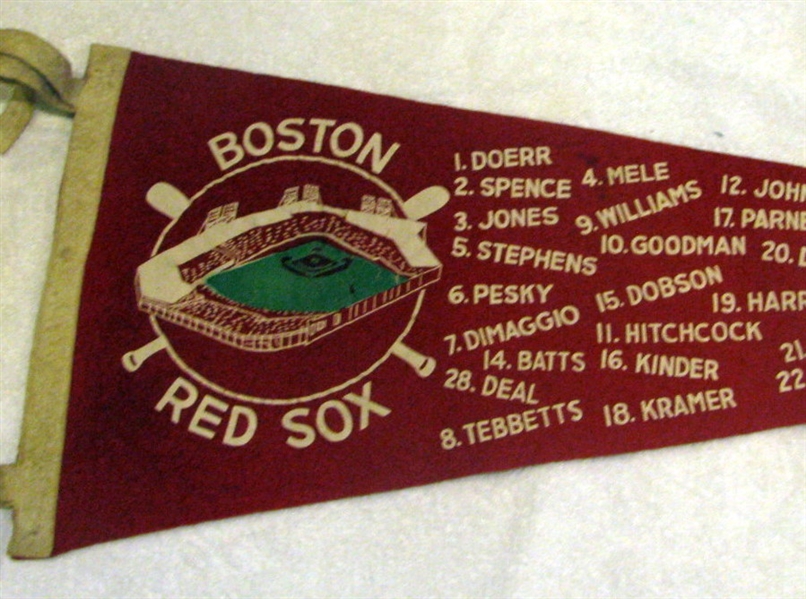 40's BOSTON RED SOX PENNANT w/PLAYER'S NAMES