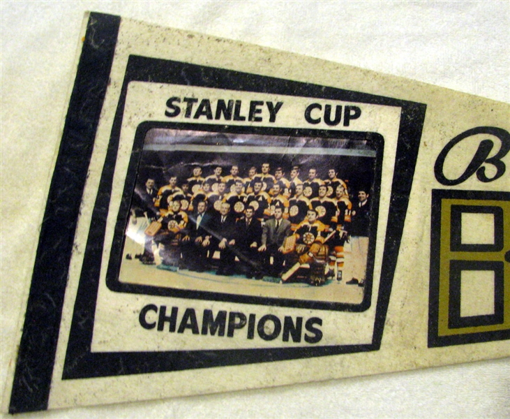 70's BOSTON BRUINS STANLEY CUP CHAMPIONS PHOTO PENNANT