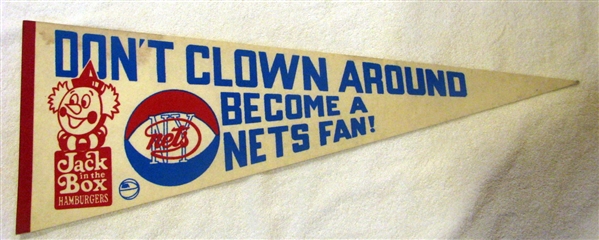 70's ABA NEW YORK NETS PENNANT - RARE JACK IN THE BOX