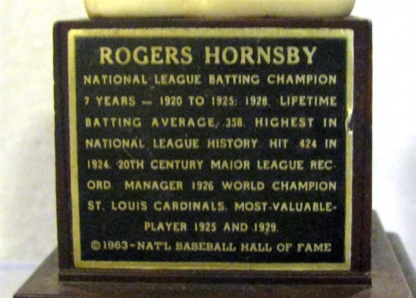 1963 ROGERS HORNSBY HALL OF FAME BUST / STATUE