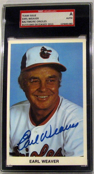 EARL WEAVER SIGNED PICTURE - SGC SLABBED & AUTHENTICATED