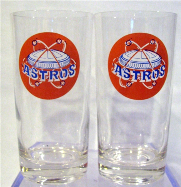 VINTAGE HOUSTON ASTROS GLASSES - 2 - w/ASTRODOME LOGO