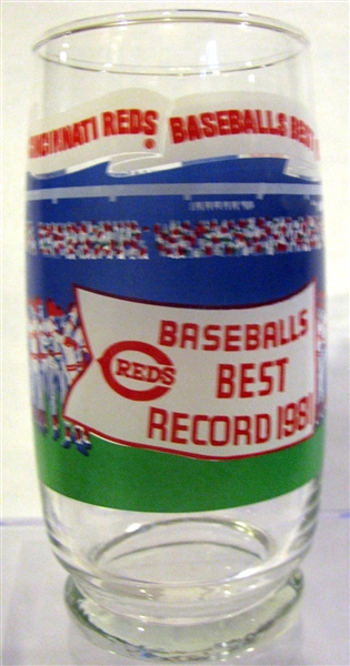 1981 CINCINNATI REDS GLASS - BASEBALLS BEST RECORD