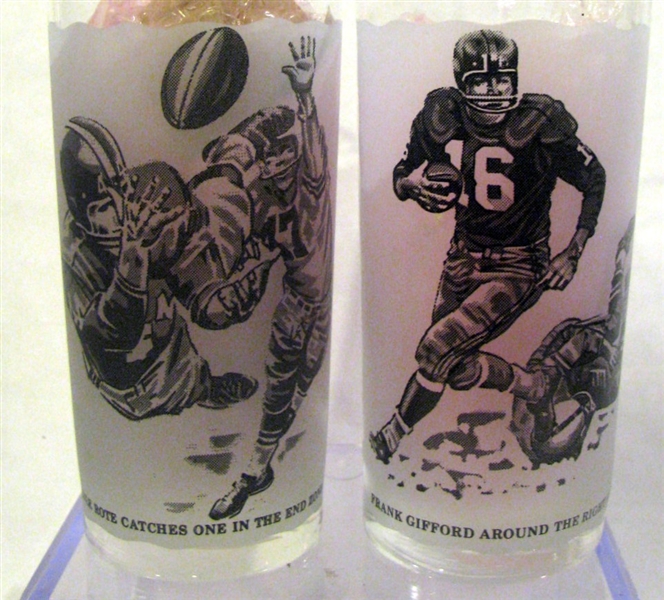 60's NEW YORK GIANTS PLAYER GLASSES - 2- ROTE & GIFFORD