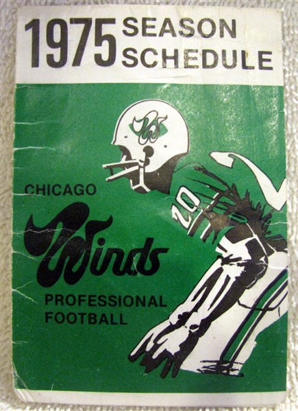 1975 WFL CHICAGO WINDS SCHEDULE BOOKLET