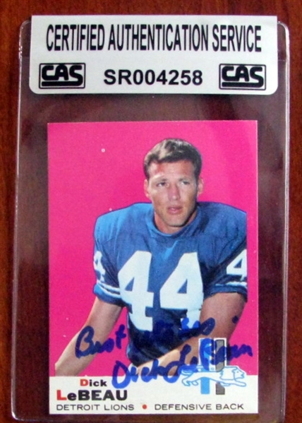 DICK LEBEAU SIGNED CARD - CAS AUTHENTICATED