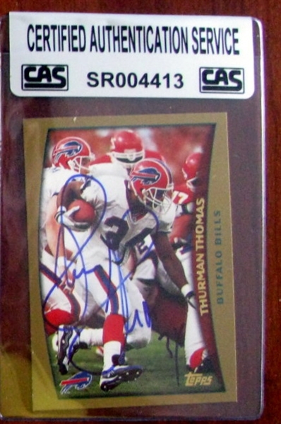 THURMAN THOMAS SIGNED CARD - CAS AUTHENTICATED