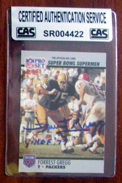 FORREST GREGG 'SUPER BOWL' SIGNED CARD - CAS AUTHENTICATED