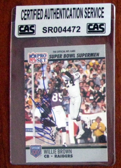 WILLIE BROWN  'SUPER BOWL' SIGNED CARD - CAS AUTHENTICATED
