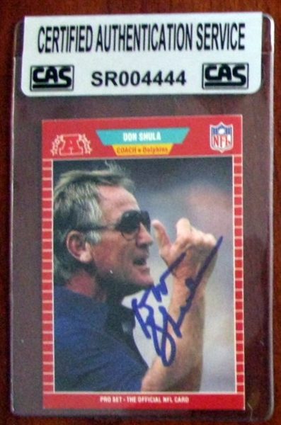 DON SHULA SIGNED CARD - CAS AUTHENTICATED