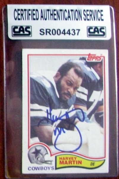 HARVEY MARTIN SIGNED CARD - CAS AUTHENTICATED