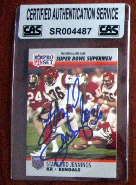 STANFORD JENNINGS  'SUPER BOWL' SIGNED CARD - CAS AUTHENTICATED